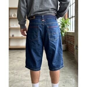 Willie Esco Jean Jorts Jnco Style Denim Shorts Sz 38 Skater Baggy Rave Wide Leg